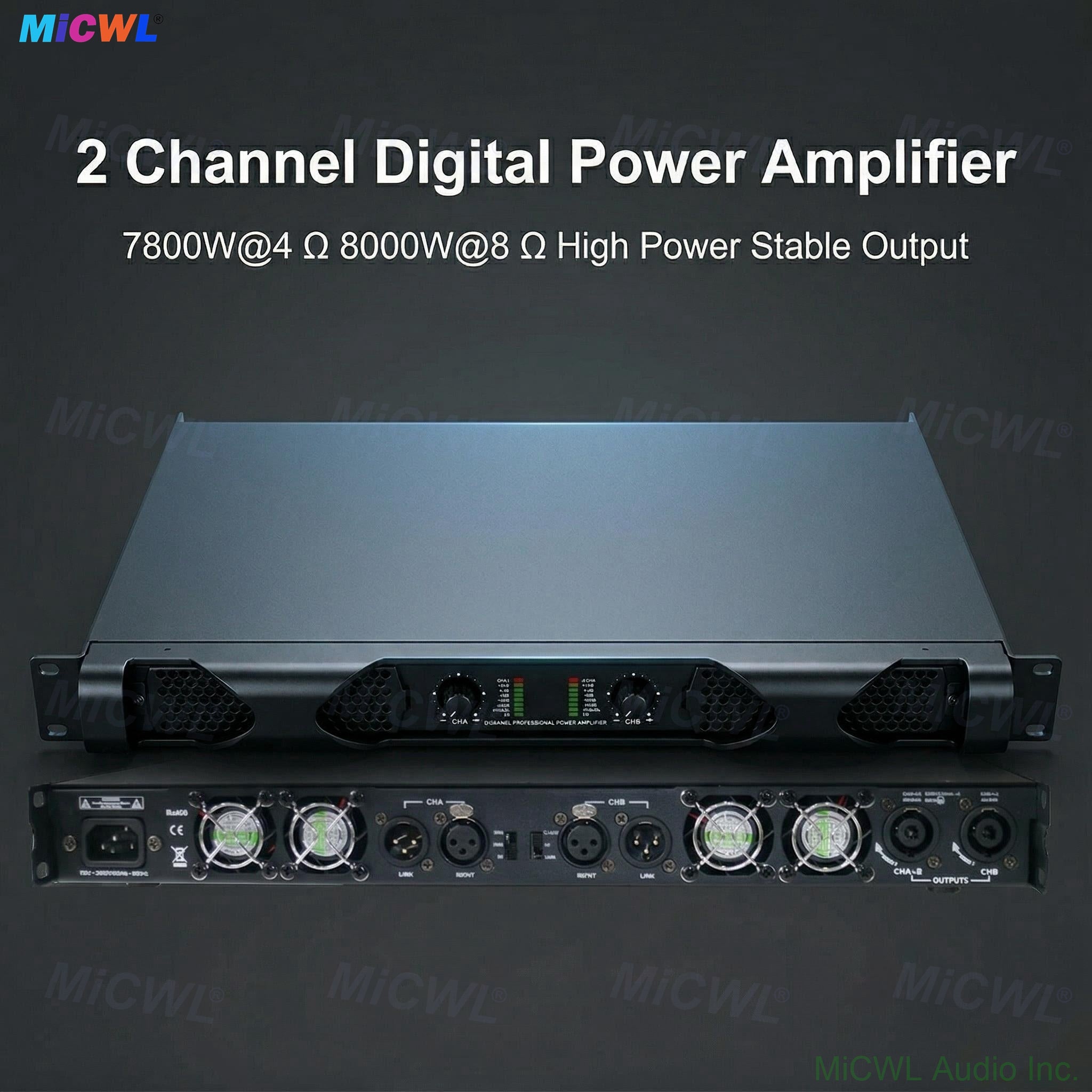 PX2000 2 Channel Power Amplifier 8000W Peak 3500W 4Ω 2000W RMS 8Ω 1U 19 Inch Rack Amp for Concert KTV Bar Conference Sound System