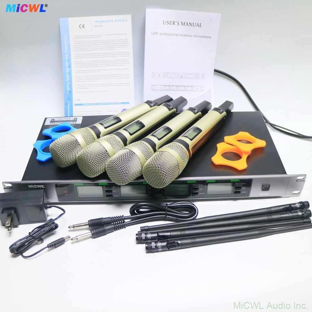 ULXD4Q 400-Channel Digital Wireless Mic System 4x SKM9000 Handhelds and KSM9 Capsules Pro Stage Church School Karaoke & Live Streaming – AES256 Encryption <2ms Latency Dual-Diaphragm Dynamic Mics