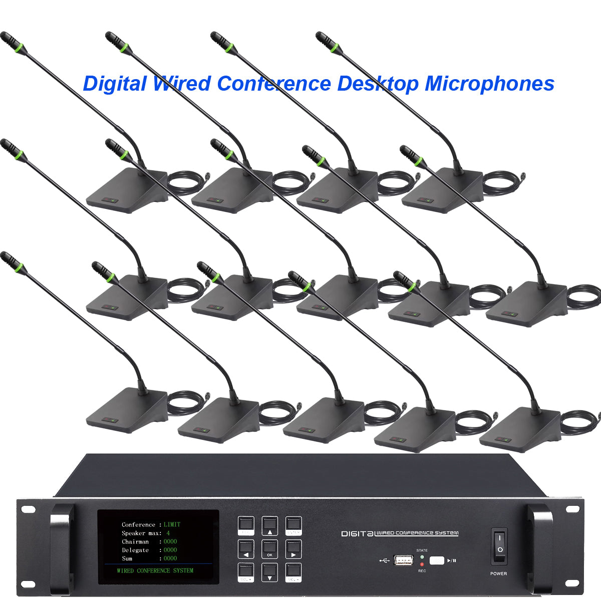 MiCWL A4520 Wired Microphone Conference Video-Tracking System 12 Discussing Meeting Room Chairman 12 Delegate Mics Set (10pcs-300pcs Can Expanded)