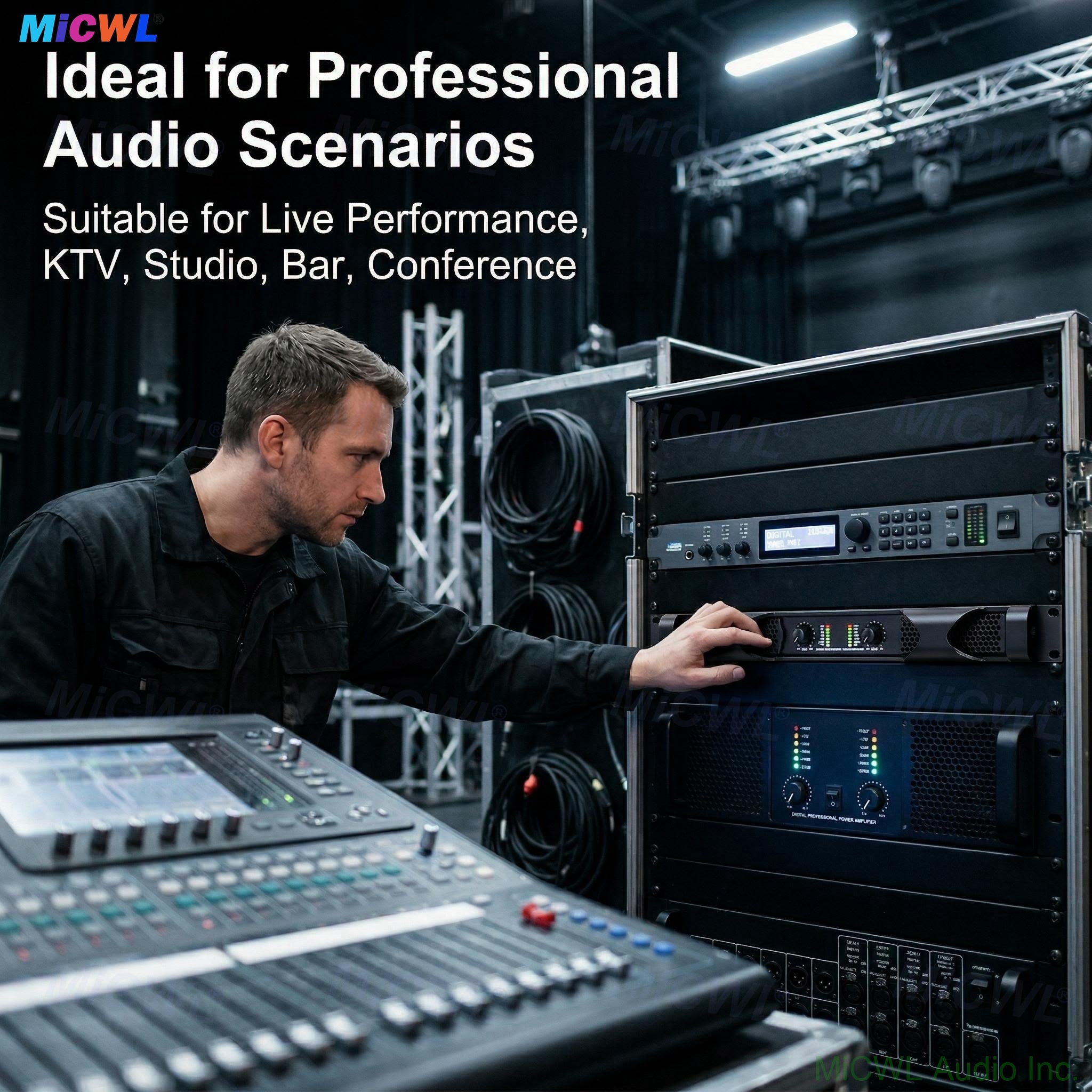 MiCWL 2 Channel 1U Digital Power Amplifier | 5200W Peak 2300W RMS @4Ω / 1400W RMS @8Ω for Stage, KTV, Bar & Professional Audio