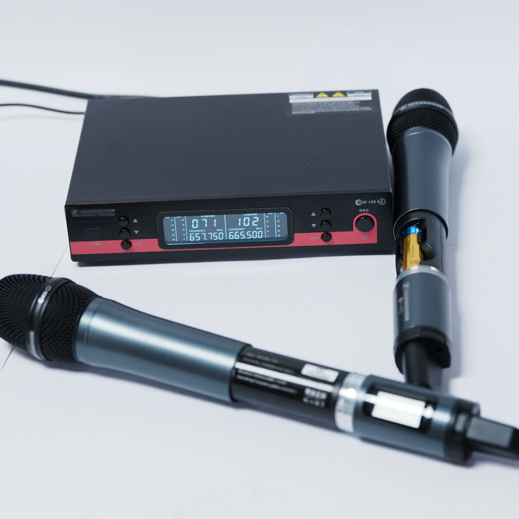 EW100 G4 UHF Wireless Microphone Kit, 2 Metal Handheld Mics, Stable Signal, for KTV, Home Entertainment, Stage Performance