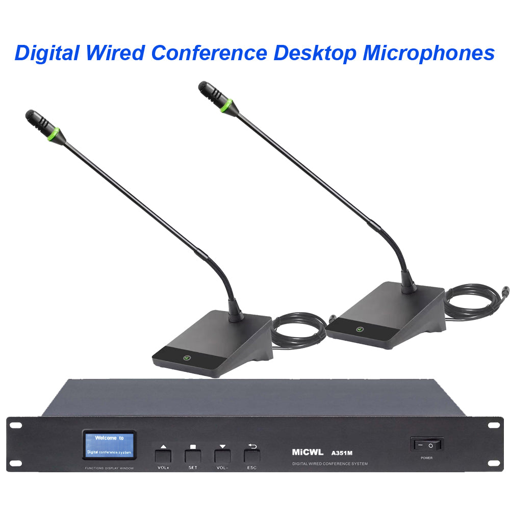 MiCWL A3518 Wired Microphone Conference System 12 Desktop Discussing Meeting Room Chairman Delegate Mics Set (10pcs-300pcs Can Expanded)