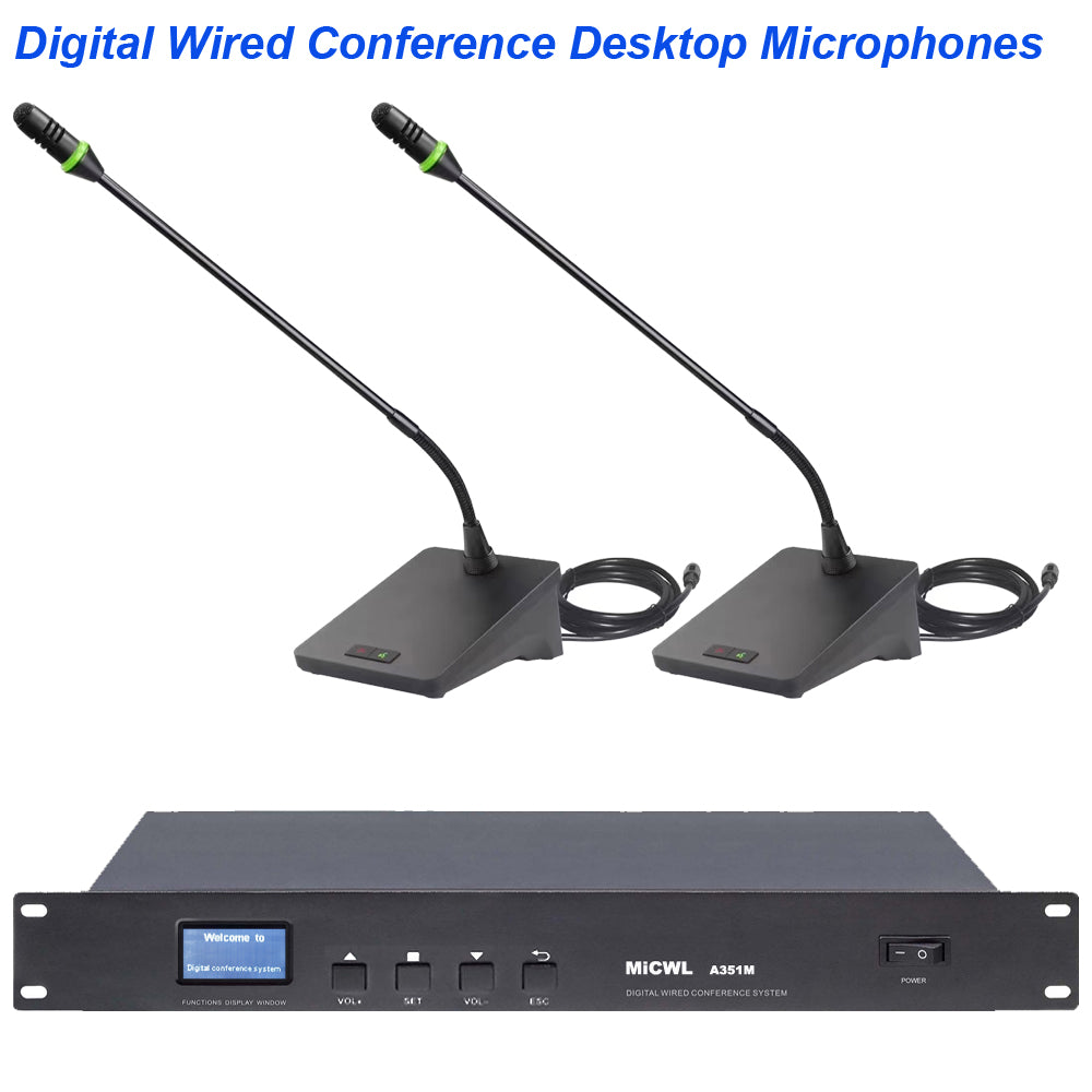 MiCWL A3520 12 Table Wired Microphone Conference System Discussing Meeting Room Chairman 12 Delegate Mics Set (10pcs-300pcs Can Expanded)