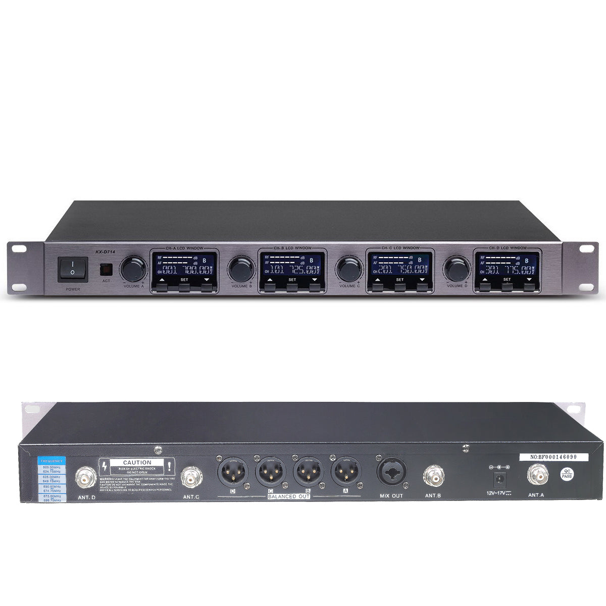 4-Channel Digital Wireless Microphone System – Handheld, Lavalier, Headset &amp; Desktop Mics Bodypack Transmitters Stage Performance, Karaoke, Church, Conference, School Events MiCWL D700