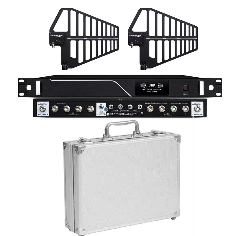 UA848 Digital Antenna Distribution Amplifier for Wireless Microphone Systems UHF 470-960MHz Signal Booster with Anti-Interference Long Range Secure Encryption Crystal-Clear Audio for Stage KTV Live Streaming Church