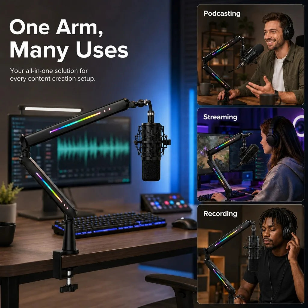 RGB LED Microphone Suspension Boom Arm