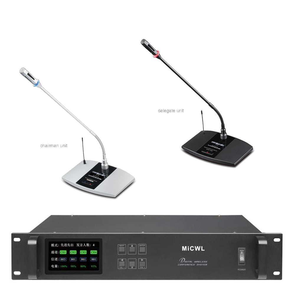 MiCWL USB Rechargeable Digital Wireless Conference Microphone System with 16 Flexible Gooseneck – Professional Meeting Room Mic for Press Conferences, Government Briefings & Corporate Events A106