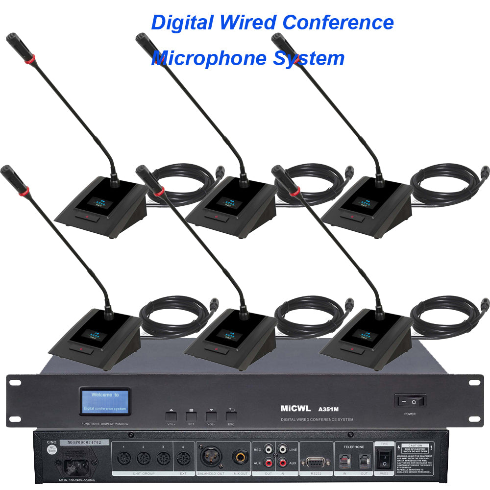 MICWL A351M-T12 12pcs Discussing Meeting room Wired Conference System 1 Chairman 11 Delegate Classical MIC Max. 255 unit