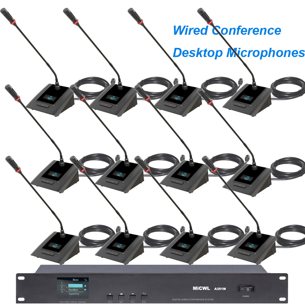 MiCWL A3519 20 Desktop Discussing Meeting Room Wired Microphone Conference System 1 Chairman 19 Delegate Mics Set (10pcs-300pcs Can Extension)