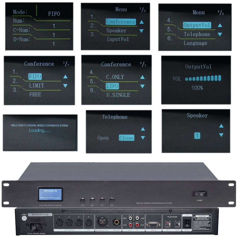MiCWL Audio A3519 Digital Wired Conference System | Chairman & Delegate Gooseneck Microphones for Corporate Board Rooms