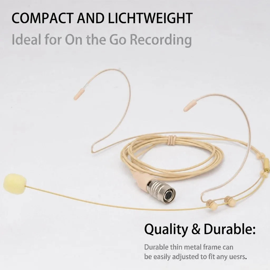 Skin-Tone Dual Ear Headset Mic Hirose 4-Pin