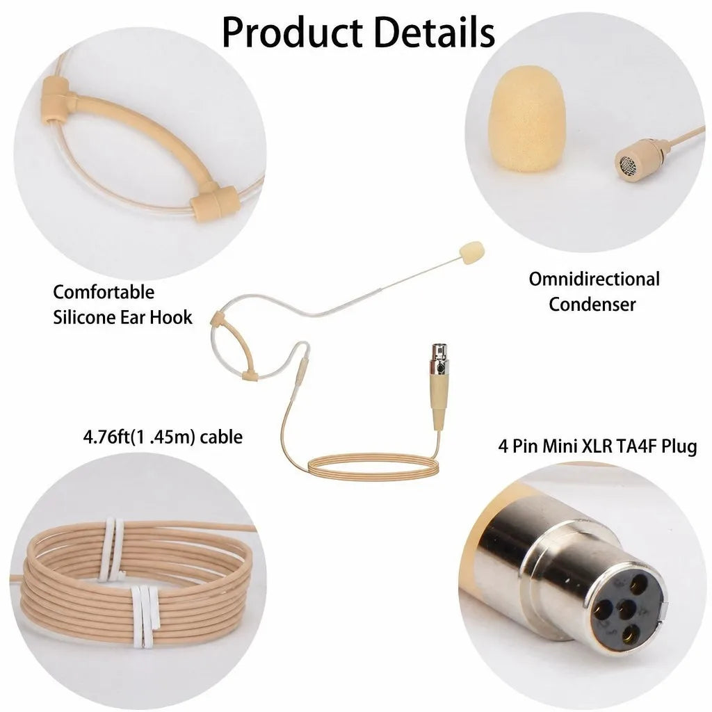 Skin-Tone Headset Mic 4-Pin Mini XLR