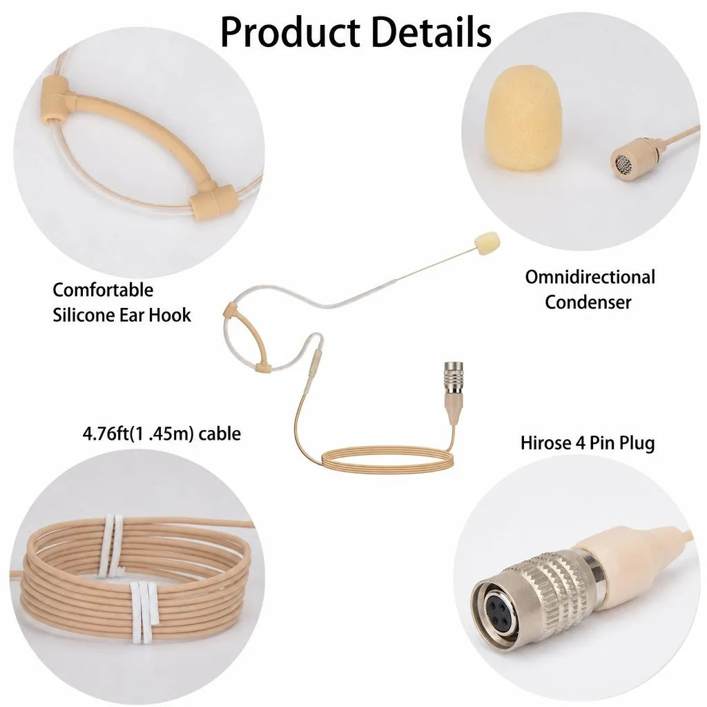 Skin-Tone Headset Mic Hirose 4-Pin
