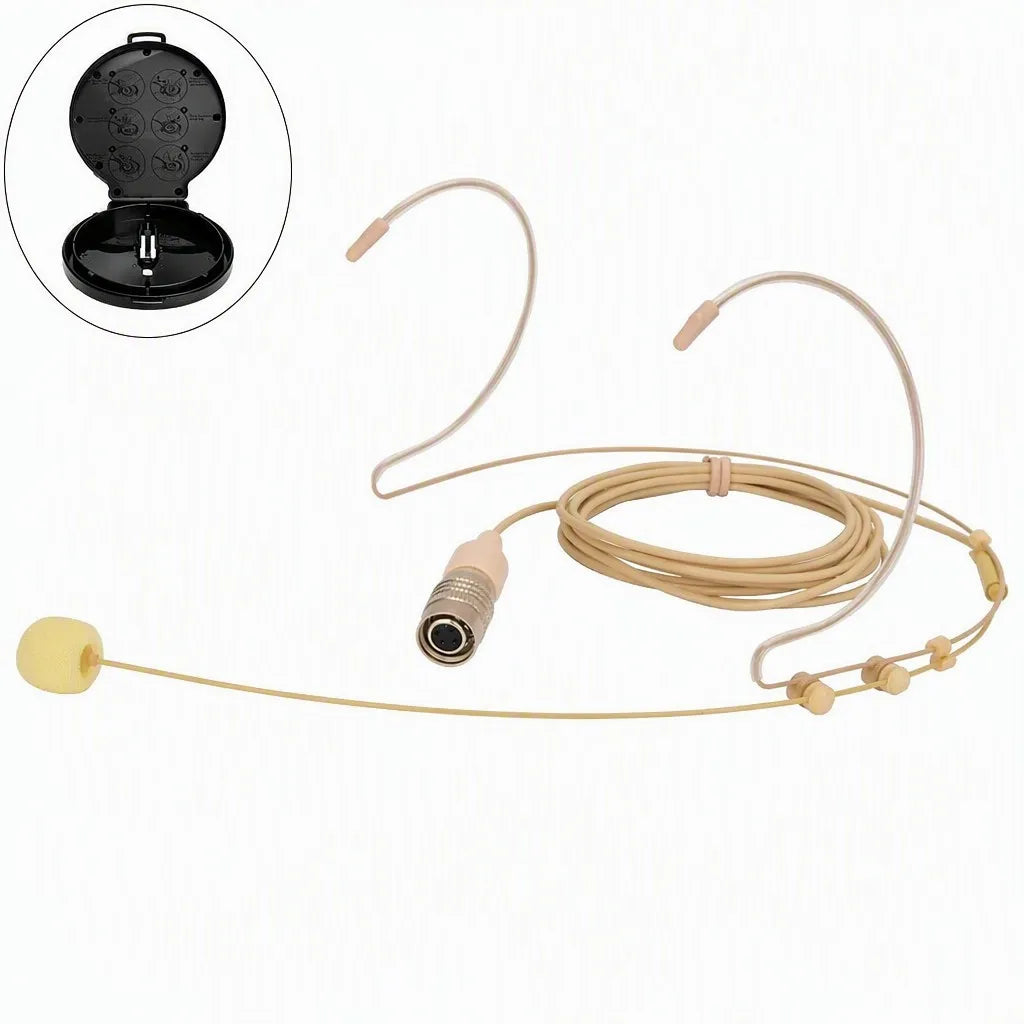 Skin-Tone Dual Ear Headset Mic Hirose 4-Pin
