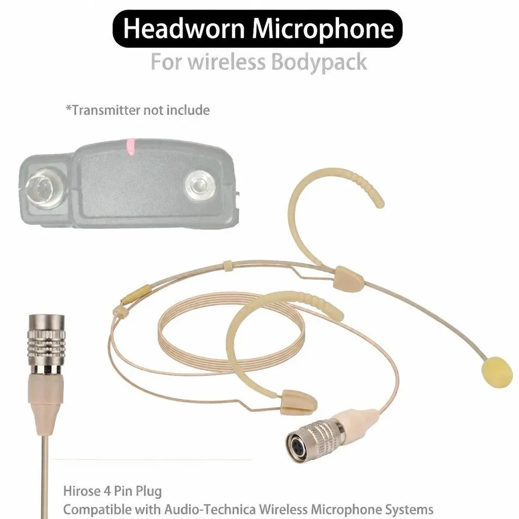 Skin-Tone Dual Ear Headset Mic Hirose 4-Pin