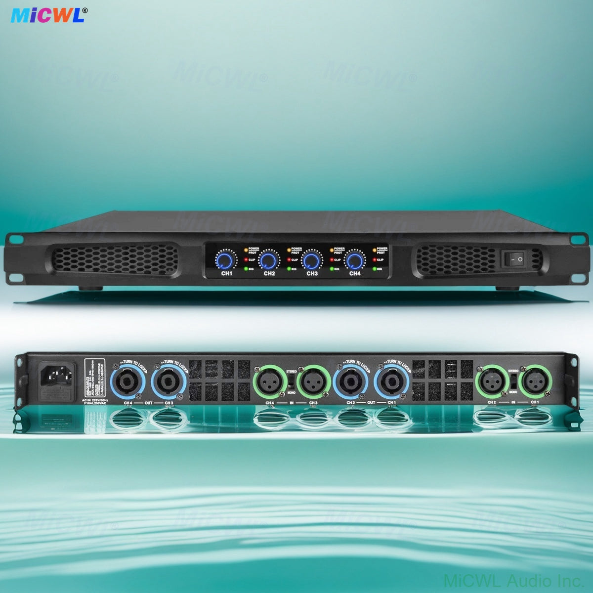 CA6400 4-Channel 800W Class D Digital Power Amplifier — 6400W RMS 1U Rack Mount