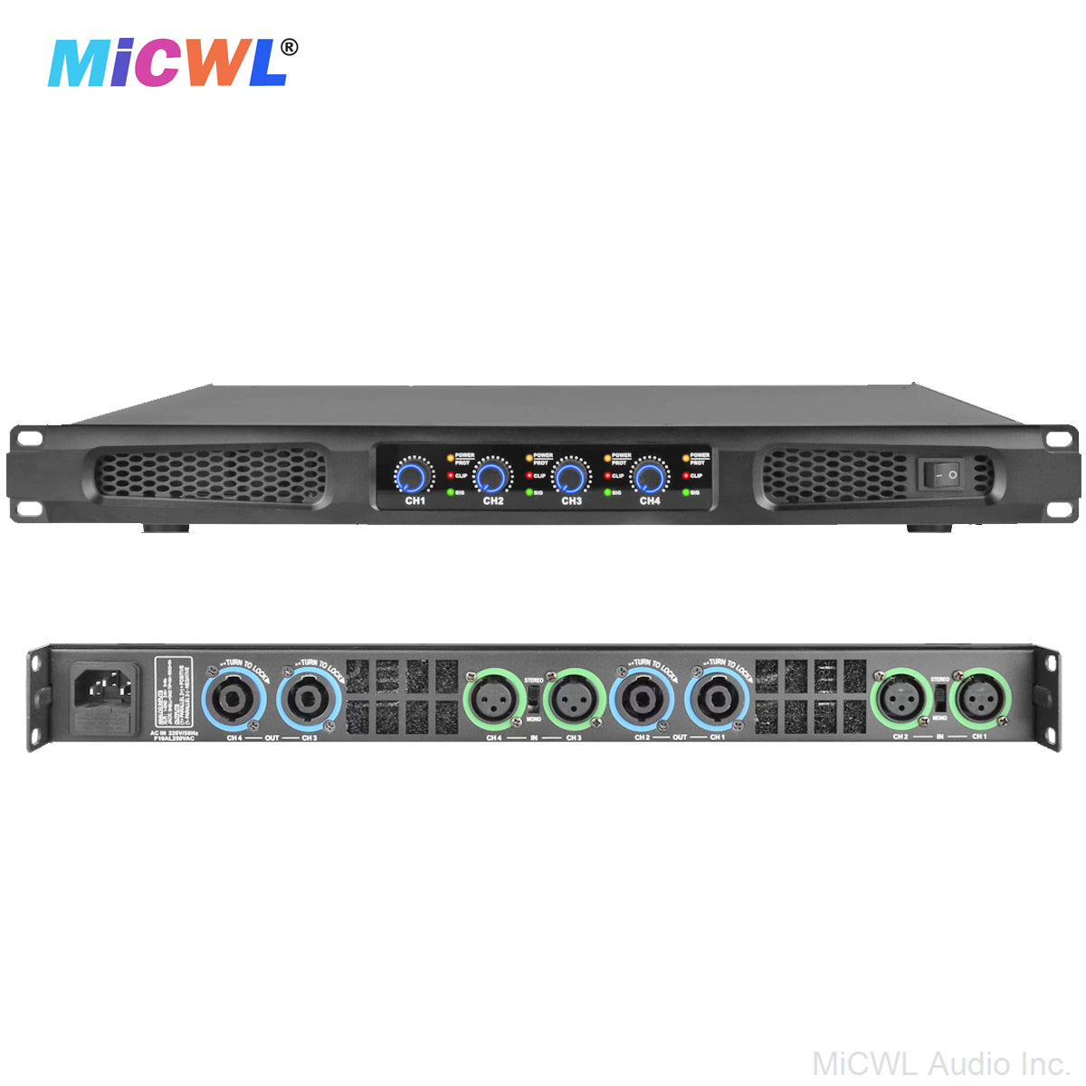 CA800 6400W 4-Channel Class D Power Amplifier | Professional Digital Audio for Stage & Bar MiCWL CA6400