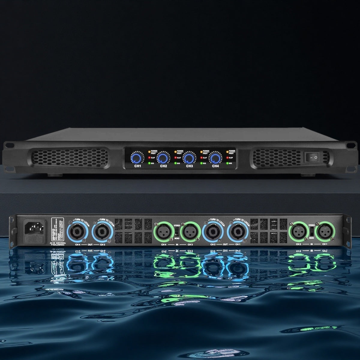 MiCWL PX6400 4-Channel Power Amplifier - 8500W Peak 3200W Total RMS 8Ω 1U Rack Mount Amp for Live Concert KTV Lounge Conference Hall Bar Sound System CE/FCC Certified