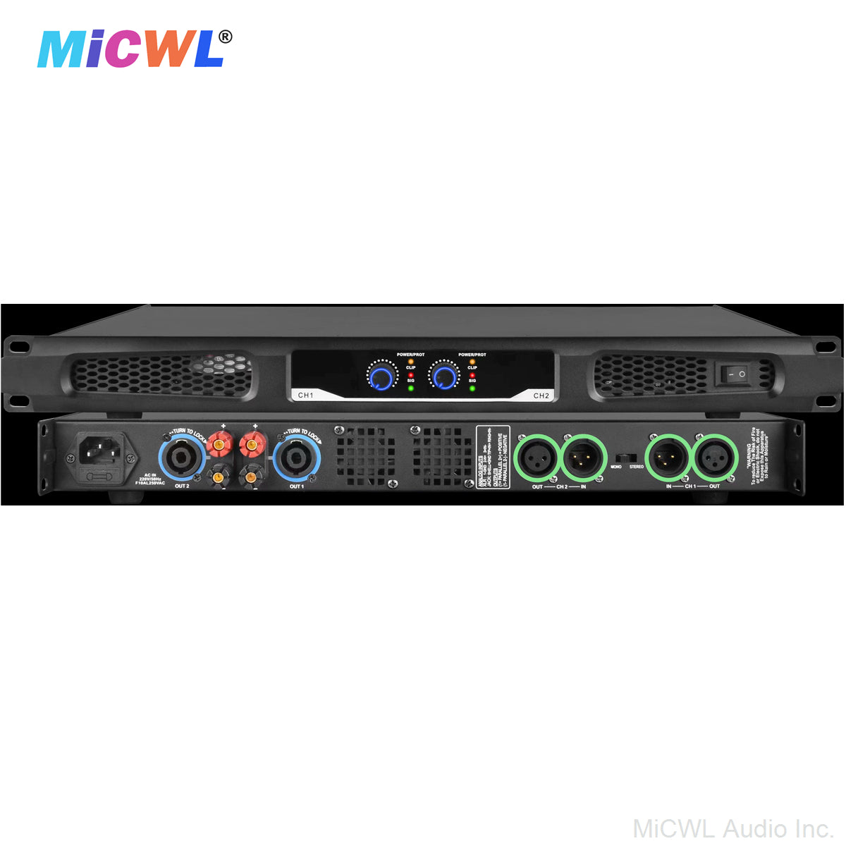 CA6200 2-Channel Digital Power Amplifier 1300W×2@8Ω 3200W×2@4Ω Metal 1U Rack Mount for PA System