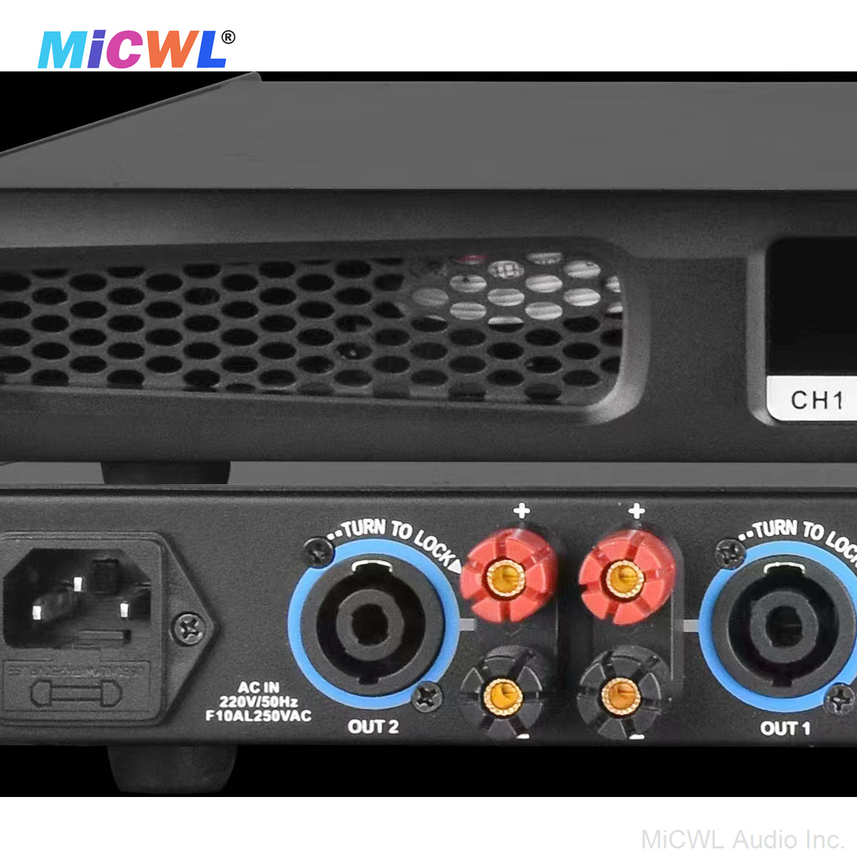 CA6200 2-Channel Digital Power Amplifier 1300W×2@8Ω 3200W×2@4Ω Metal 1U Rack Mount for PA System
