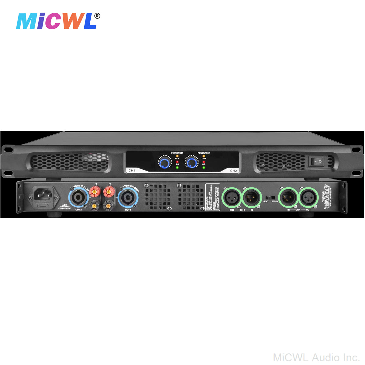 Professional 2-Channel Power Amplifier 3000W for PA System | Heavy-Duty Class D Digital Amp for Club, Stage & Live Sound MiCWL CA800-2Ch