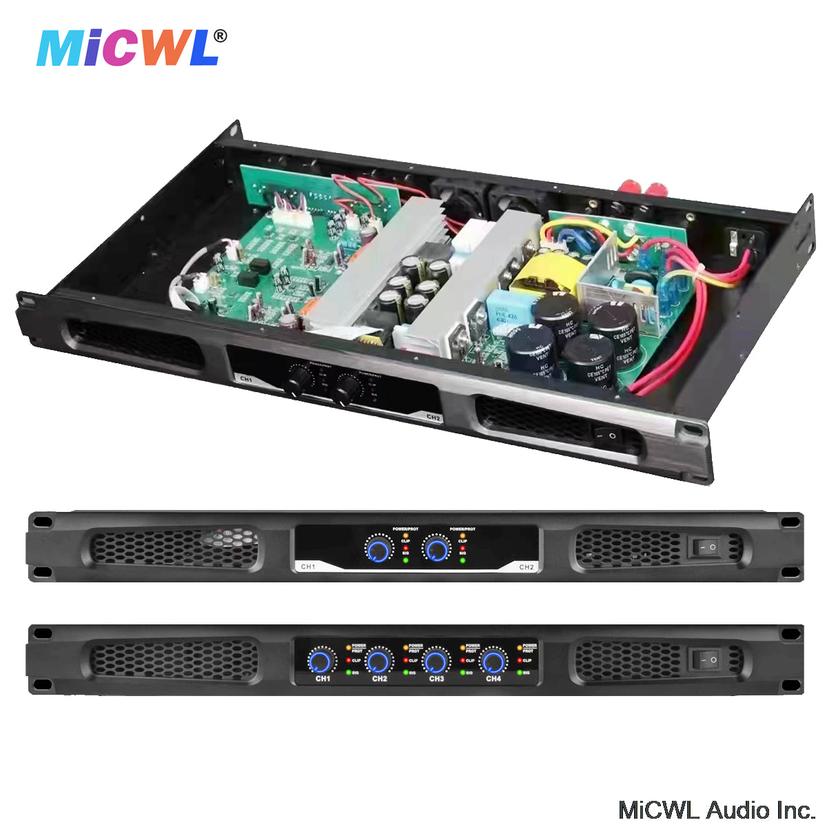 Professional 2-Channel Power Amplifier 3000W for PA System | Heavy-Duty Class D Digital Amp for Club, Stage & Live Sound MiCWL CA800-2Ch