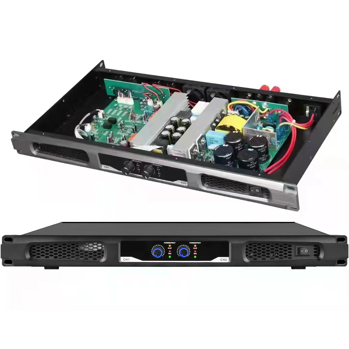CA6200 2-Channel Digital Power Amplifier 1300W×2@8Ω 3200W×2@4Ω Metal 1U Rack Mount for PA System