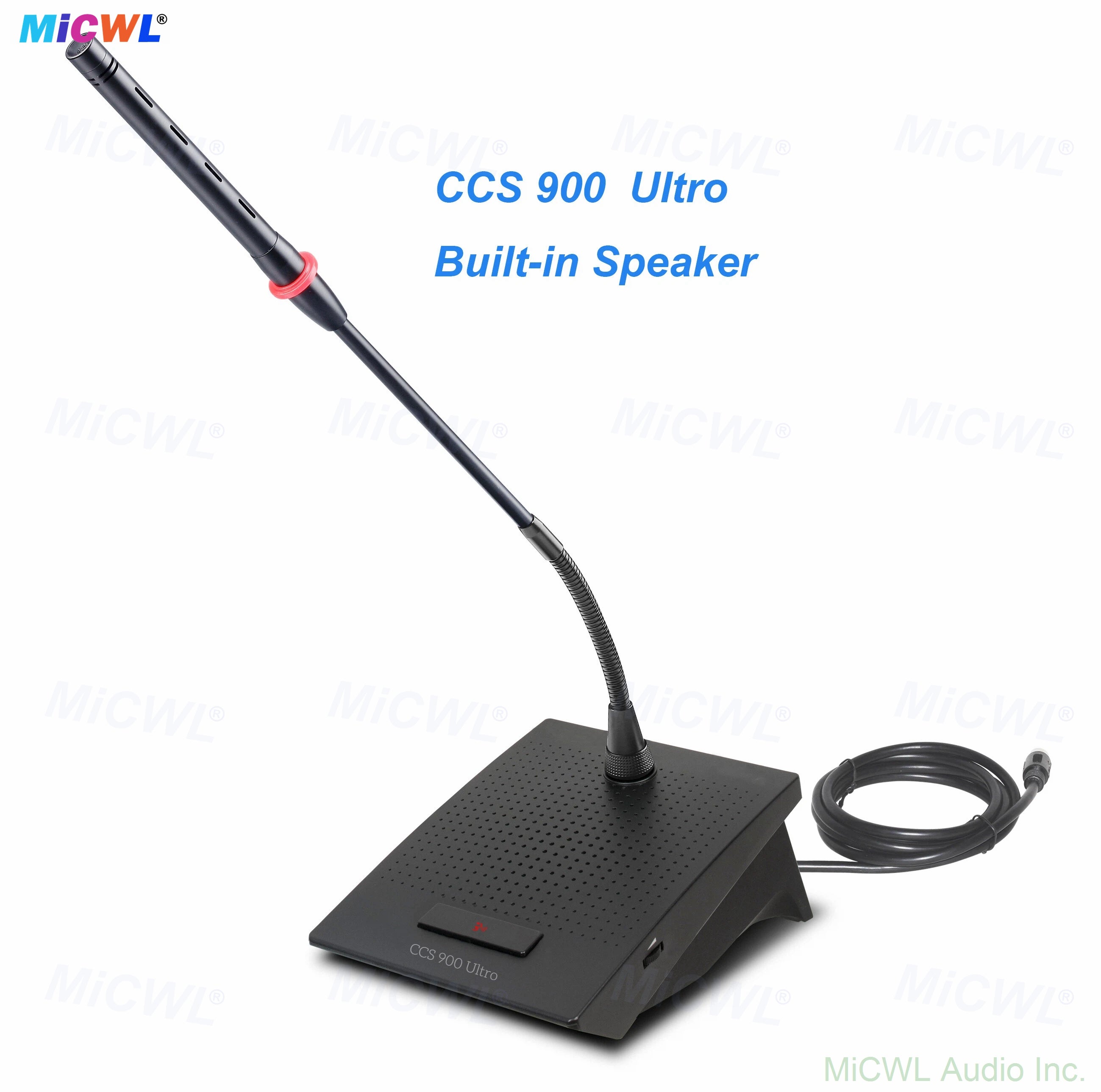 CCS 900 Ultra Conference Microphone System – 10 Mics with Built-in Speakers + Host Unit, All-in-One Audio Pickup & Amplification for Business Meetings, Seminars, Training Rooms (Black Metal Host, 10m Cable Included)