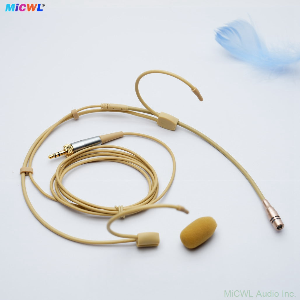 TH53 Beige Cardioid Headset Microphone for Sennheiser/Shure Bodypack Wireless Transmitter (3.5mm Locking / TA4F)