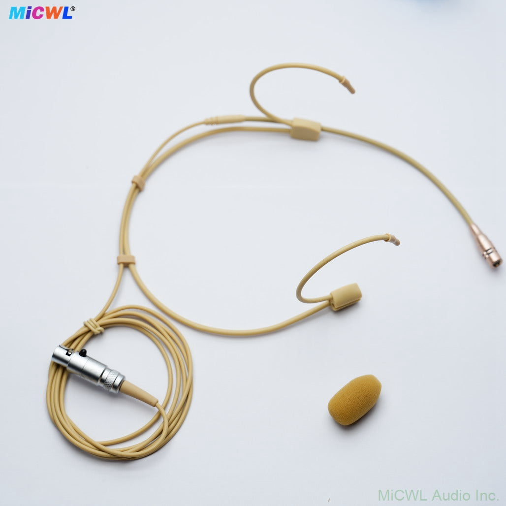 TH53 Beige Cardioid Headset Microphone for Sennheiser/Shure Bodypack Wireless Transmitter (3.5mm Locking / TA4F)