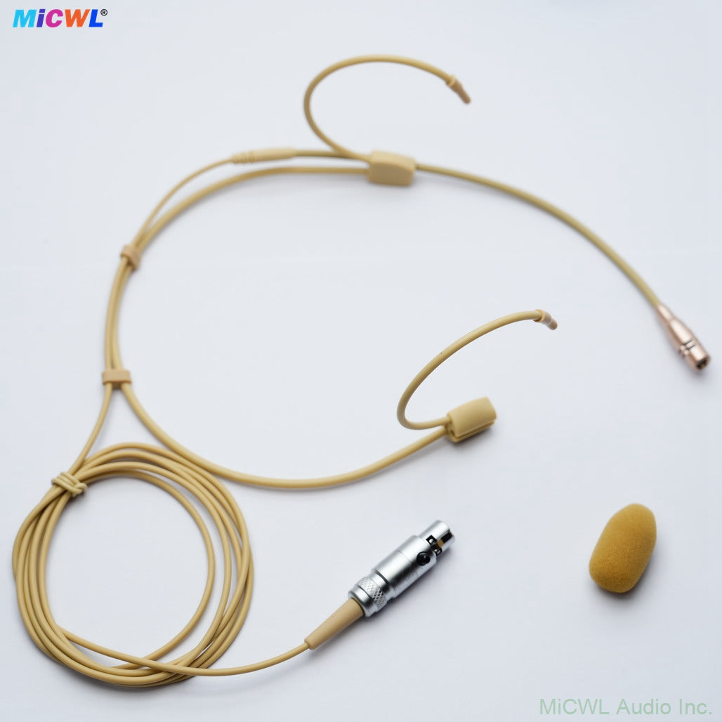 TH53 Beige Cardioid Headset Microphone for Sennheiser/Shure Bodypack Wireless Transmitter (3.5mm Locking / TA4F)