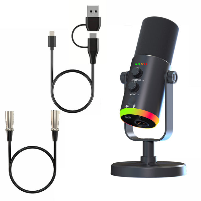Professional USB/XLR Dynamic Gaming & Podcast Microphone - RGB Lighting, Touch Mute & Gain Control
