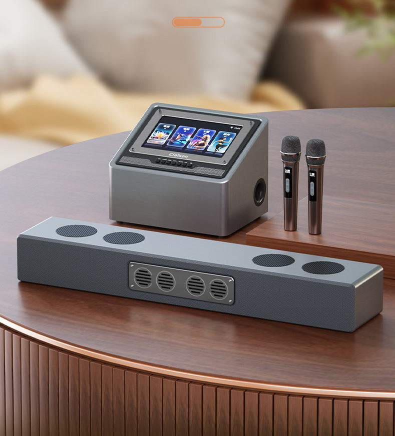 All-in-One Home Karaoke Machine System — 12-Speaker Array, Dual Wireless Mics, Smart Song Request with Touch Screen & HDMI, Portable KTV Set for Living Room & Family Party