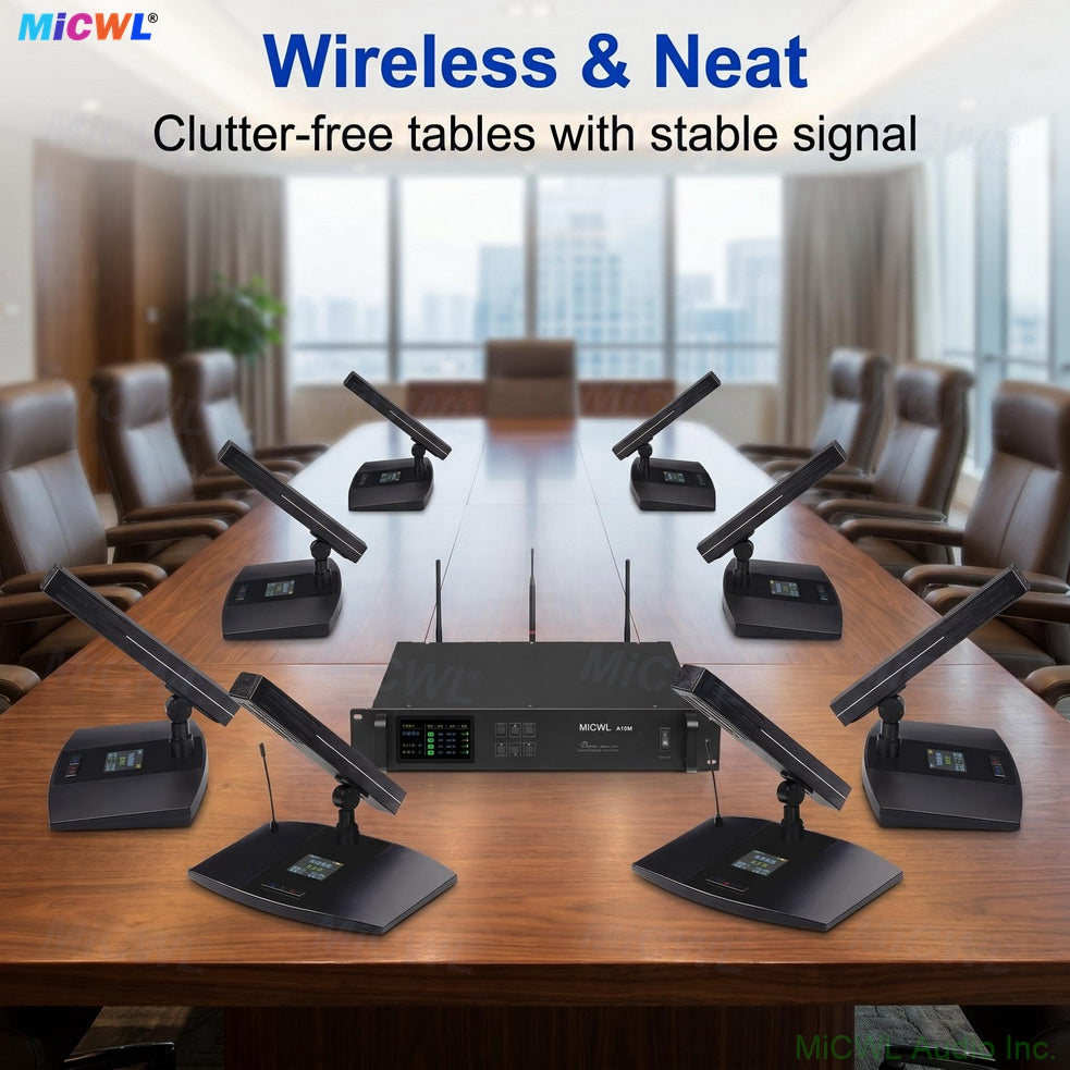 MiCWL A10M A105 Rechargeable Digital Wireless 12 Microphone Conference System – 12 Mics, 1 Chairman + 11 Delegates