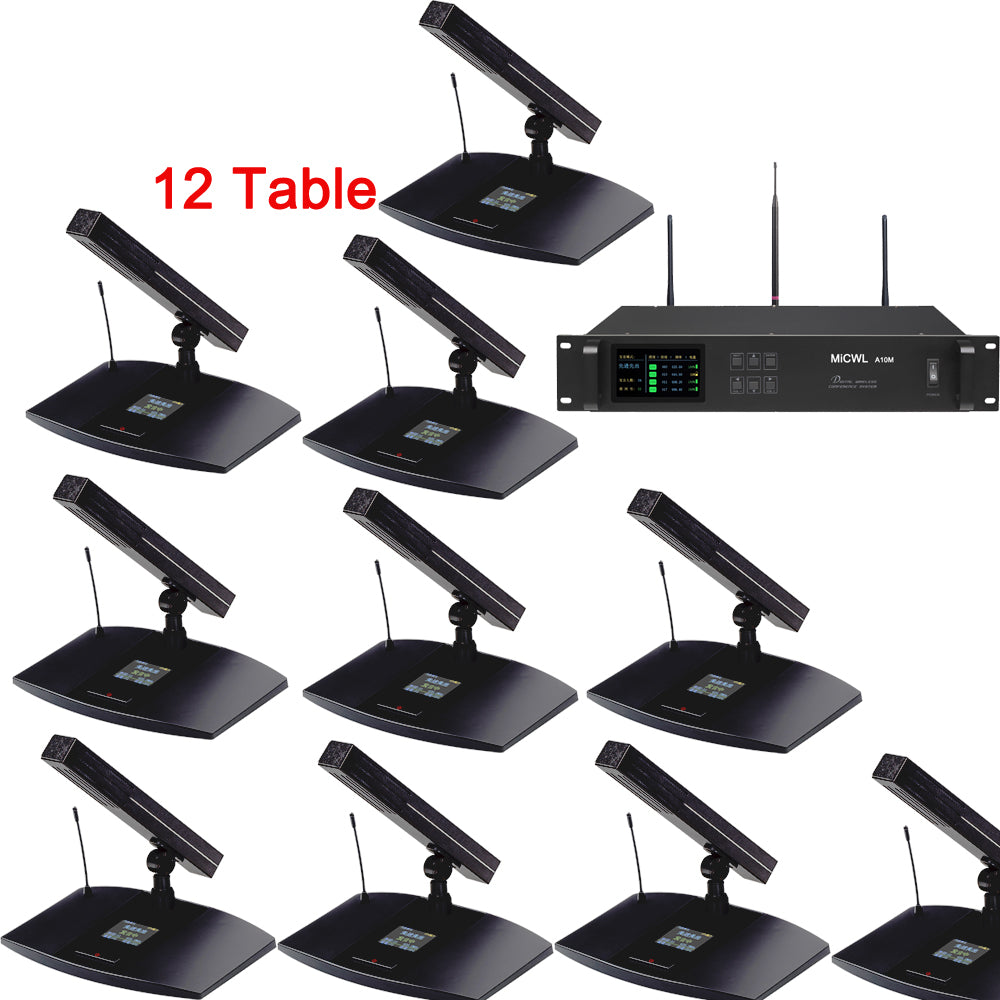 MiCWL A10M A105 Rechargeable Digital Wireless 12 Microphone Conference System – 12 Mics, 1 Chairman + 11 Delegates