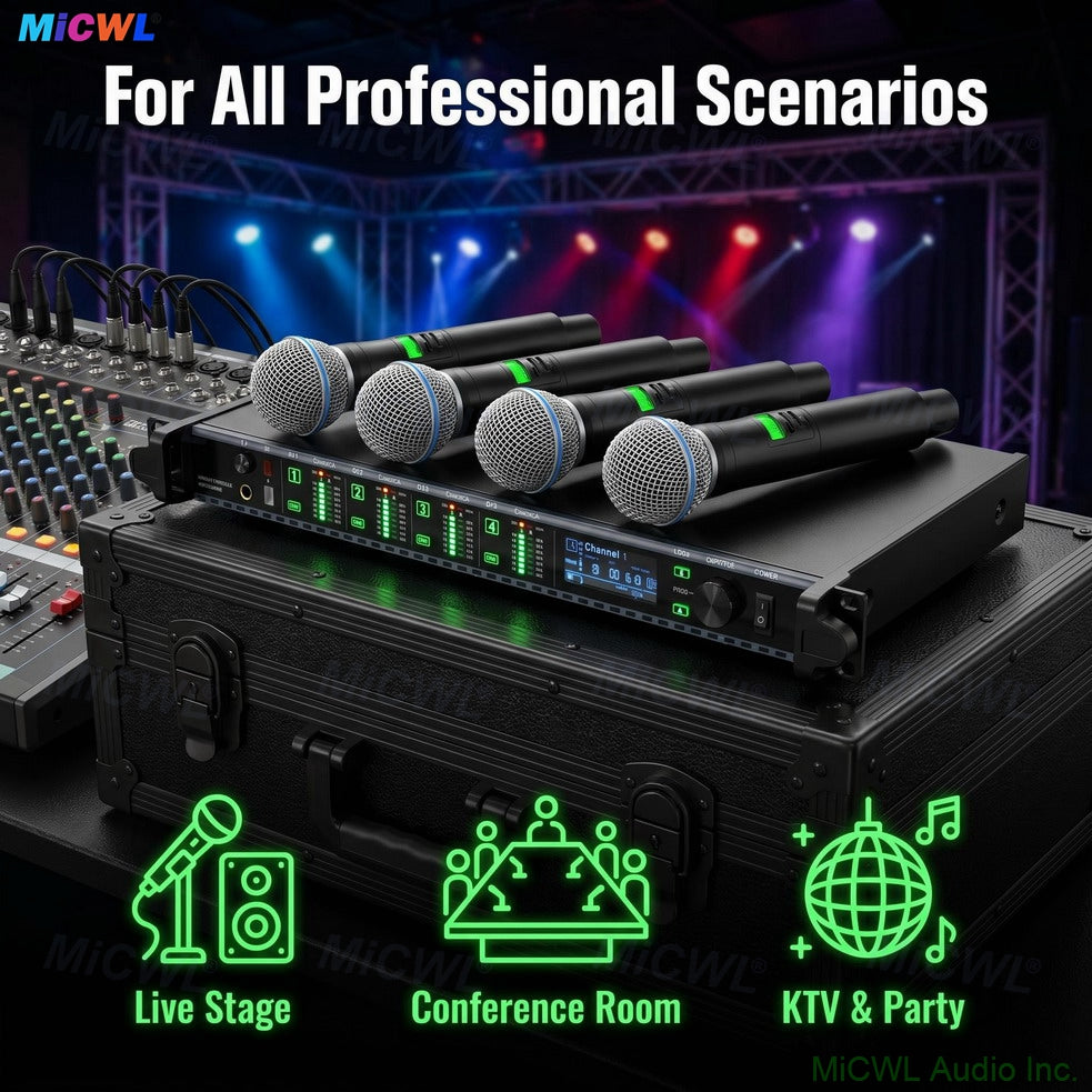 Pro AD4Q 4-Channel Wireless Microphone System with 4× Beta58 Handheld Metal Mics Long Range