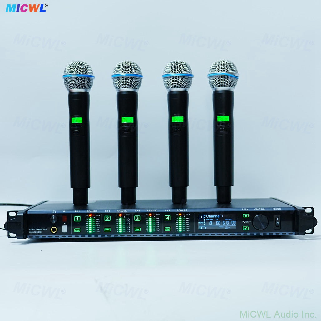 Pro AD4Q 4-Channel Wireless Microphone System with 4× Beta58 Handheld Metal Mics Long Range