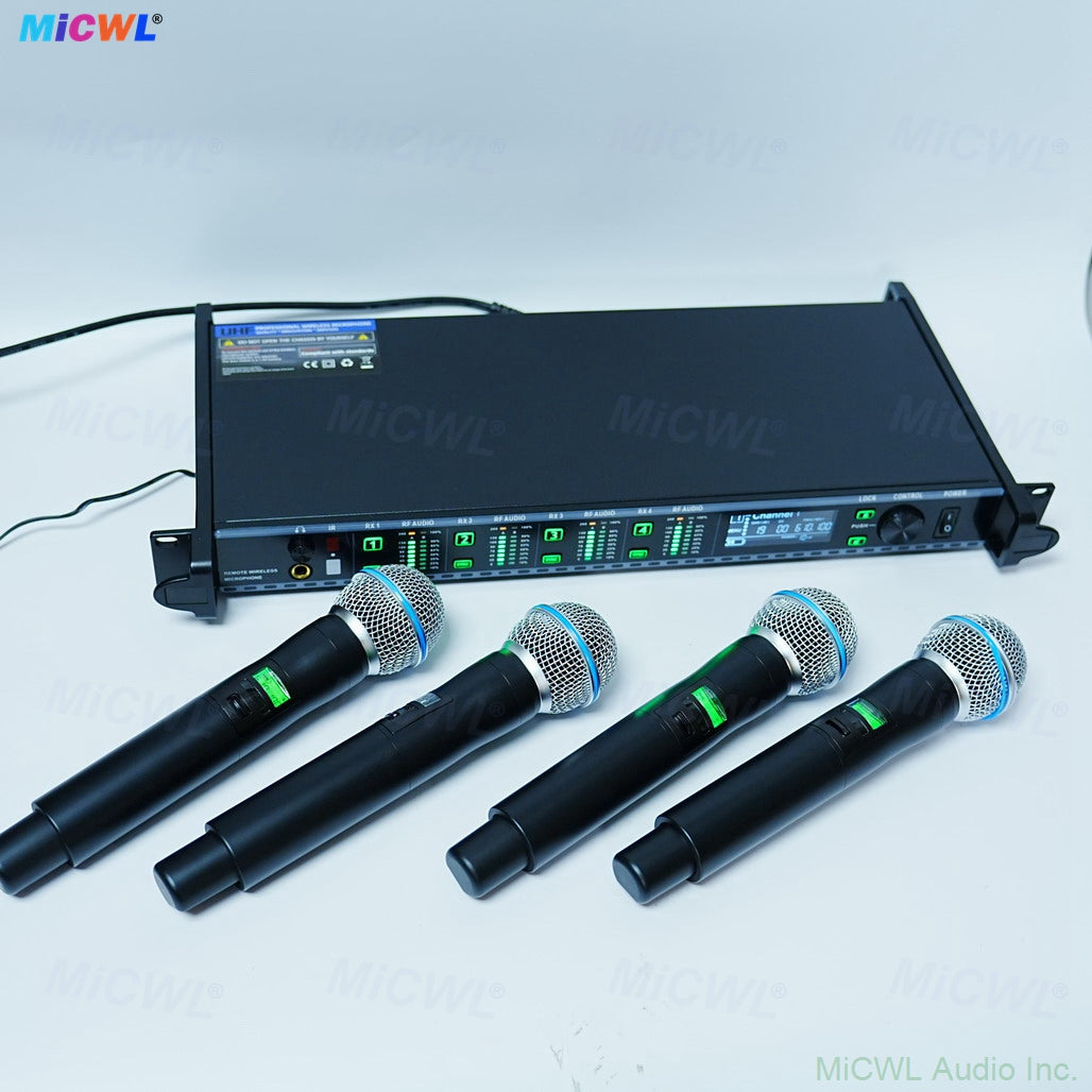 Pro AD4Q 4-Channel Wireless Microphone System with 4× Beta58 Handheld Metal Mics Long Range