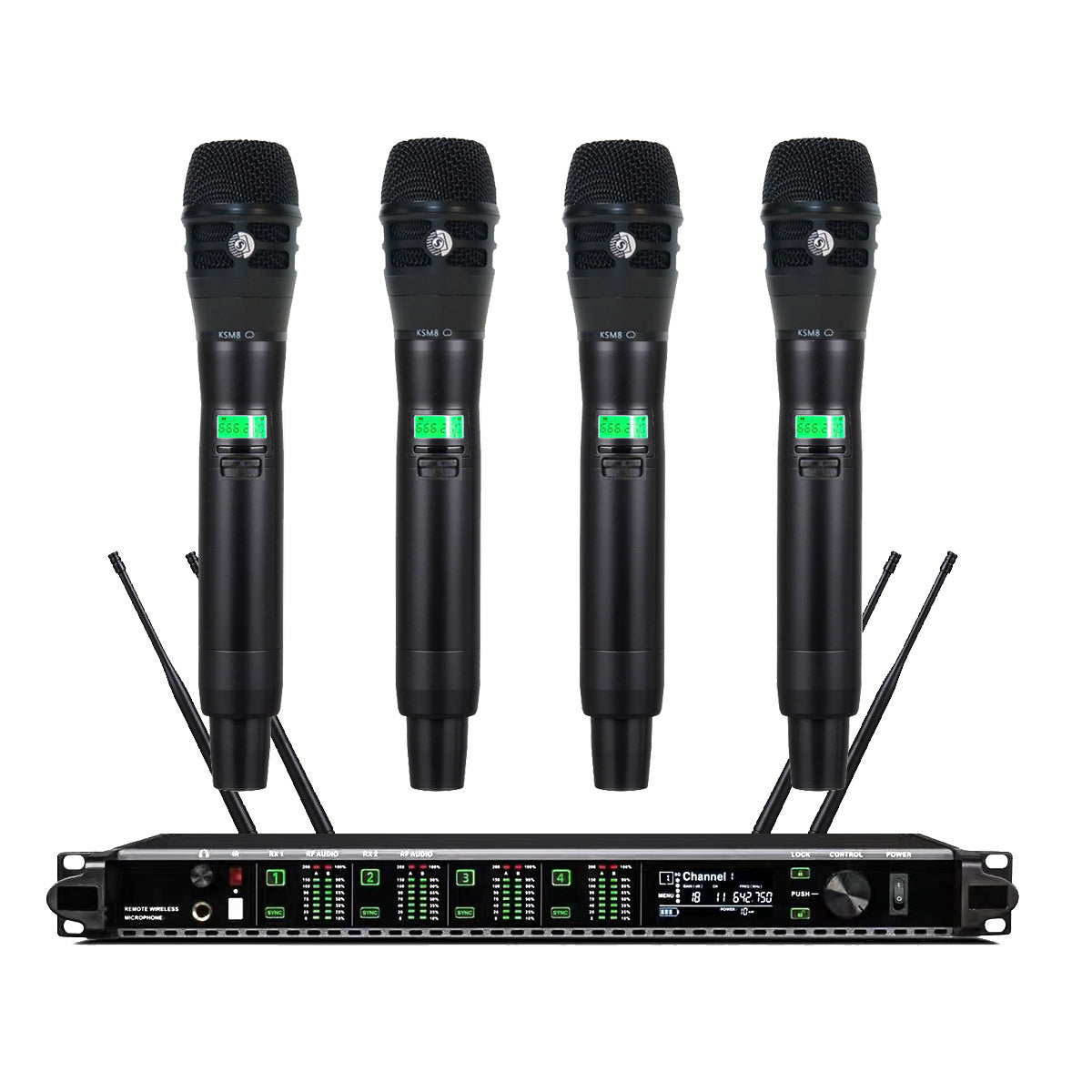 AD4Q 4-Channel UHF Wireless Microphone System with 4 KSM8 Handheld Mics