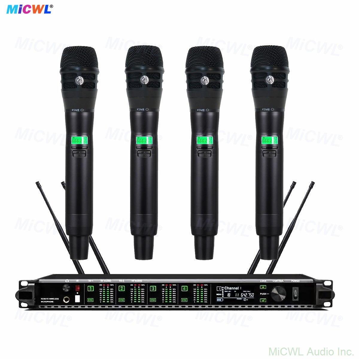 AD4Q 4-Channel UHF Wireless Microphone System with 4 KSM8 Handheld Mics