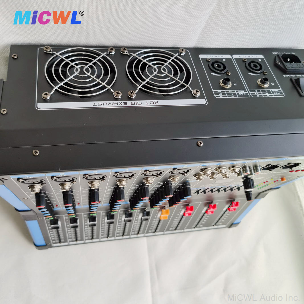 Pro 6-Channel 1200W Power Mixer with Bluetooth, USB, 48V Phantom, 5-Band EQ, Monitor and Dual Channel Amplfier MiCWL BG600