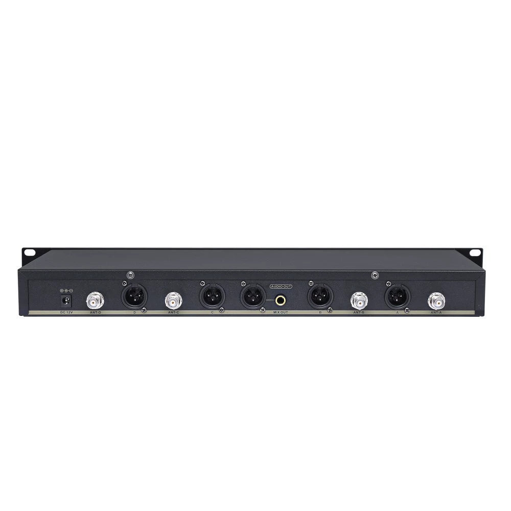 KZE U6600 UHF 4-Channel Wireless Handheld Microphone System for Karaoke & Stage