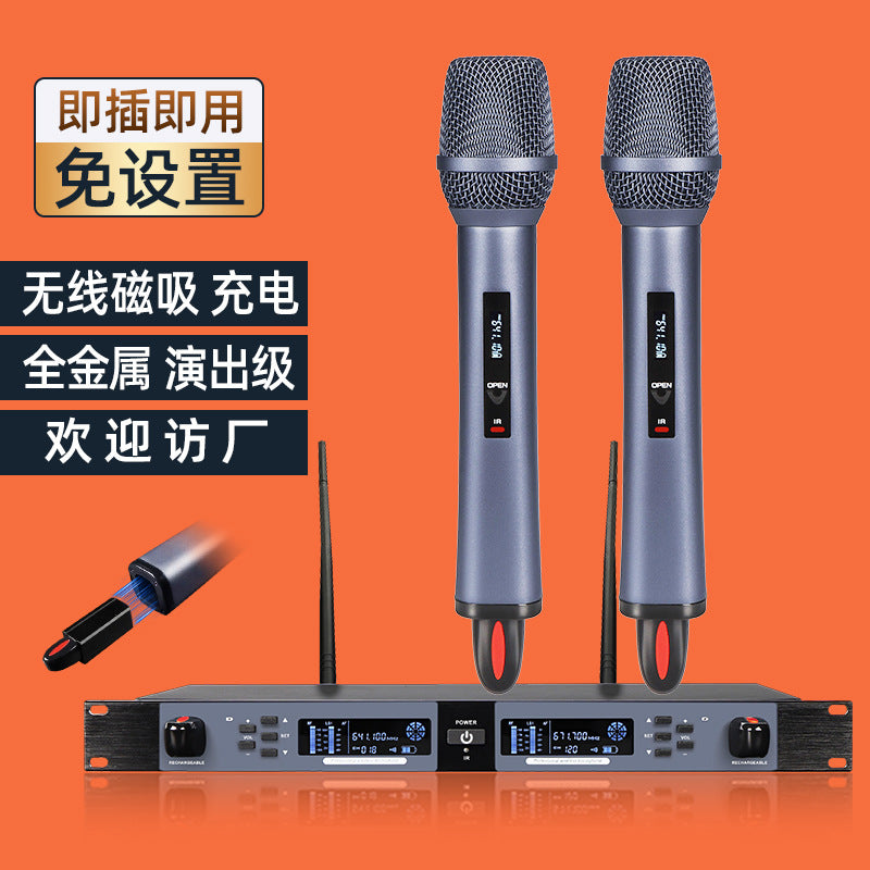 CD-08 Magnetic-Charging UHF Wireless Microphone System 1-to-2