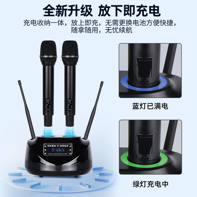 CD-06 Magnetic-Charging UHF Wireless Microphone System 1-to-2