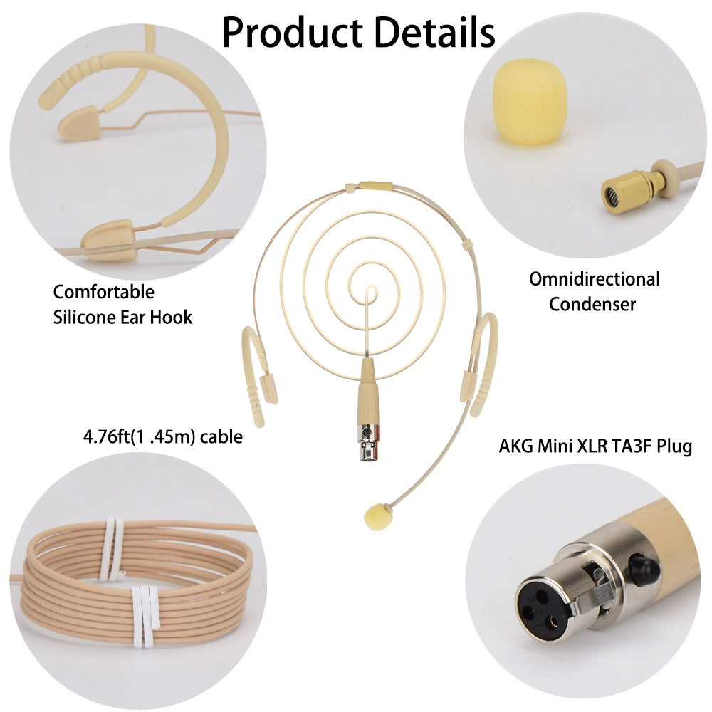 Skin-Tone Dual Ear Headset Mic 4-Pin Mini XLR AKG