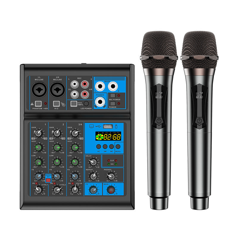 4-Channel Bluetooth Mixing Console with DSP Reverb for Karaoke Recording