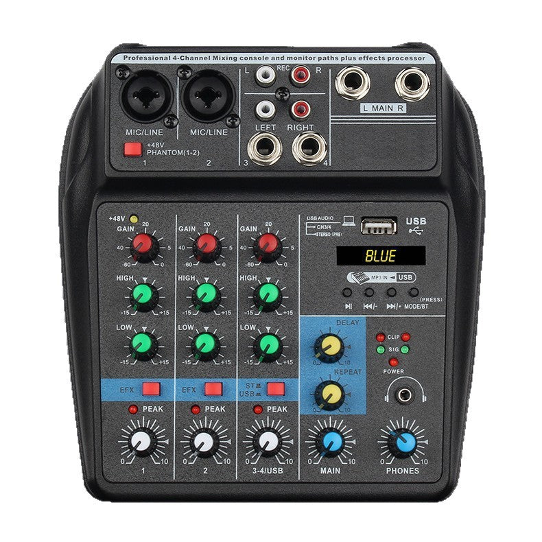 AG-04 4-Channel Live Streaming Audio Mixer Sound Card with Reverb