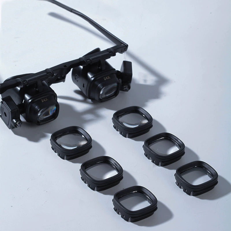 24X LED Head-Worn Magnifier Glasses for Watch Repair Soldering Electronics