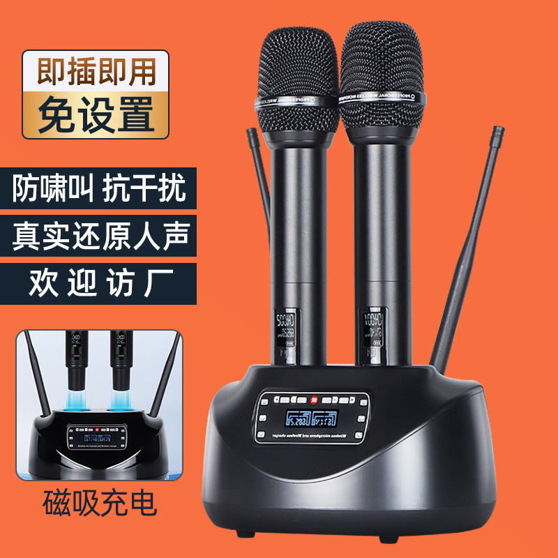 CD-06 Magnetic-Charging UHF Wireless Microphone System 1-to-2