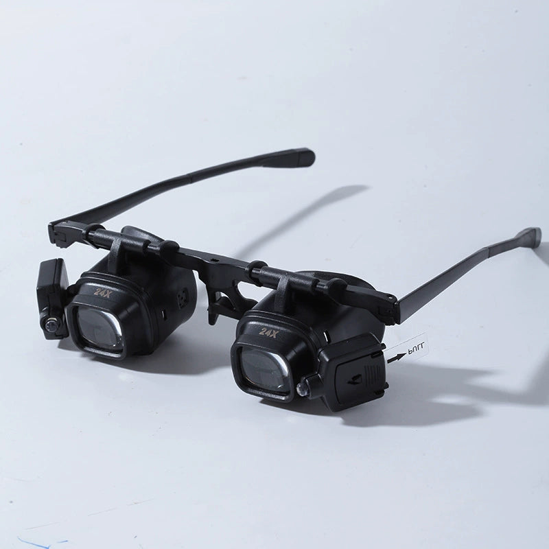 24X LED Head-Worn Magnifier Glasses for Watch Repair Soldering Electronics